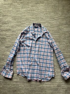 Tommy Hilfiger Blue, Red & White Plaid Long-Sleeve Button-Down Shirt